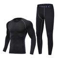 2PCS Set Quick-drying Men's Ski Thermal Underwear Tight-fitting Elastic Fleece Fitness Suit Comfortable Soft Tops Pants Set