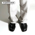 Square headed Monk leather shoes men's casual height increasing formal dress shoes work commuting business Oxford shoes