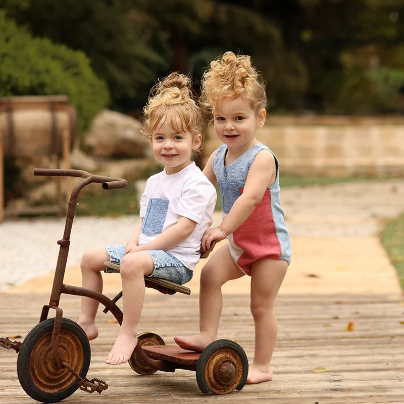 Summer Denim Collection Girls Dress Set Cute Baby Rompers - View 2 | SAMAG