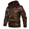 Leather Vintage Locomotive PU Leather Jacket Autumn And Winter Detachable Men's Hooded Jacket