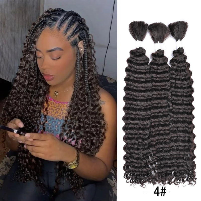 Synthetic Curly Deep Wave Bulk hair For Braiding 20inch No Weft Deep Wave For Braiding Micro Faux Braiding Hair for Boho Braids