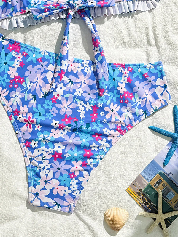 Ruffle Floral Printe Bikini Set Women Swimsuit Two-Piece | SAMAG