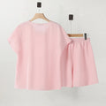 2025 ZANZEA Women's Short Sets Summer Lace Insert Short Sleeve V Neck T-shirt and Elastic Waist Shorts Casual 2-Pieces Suits