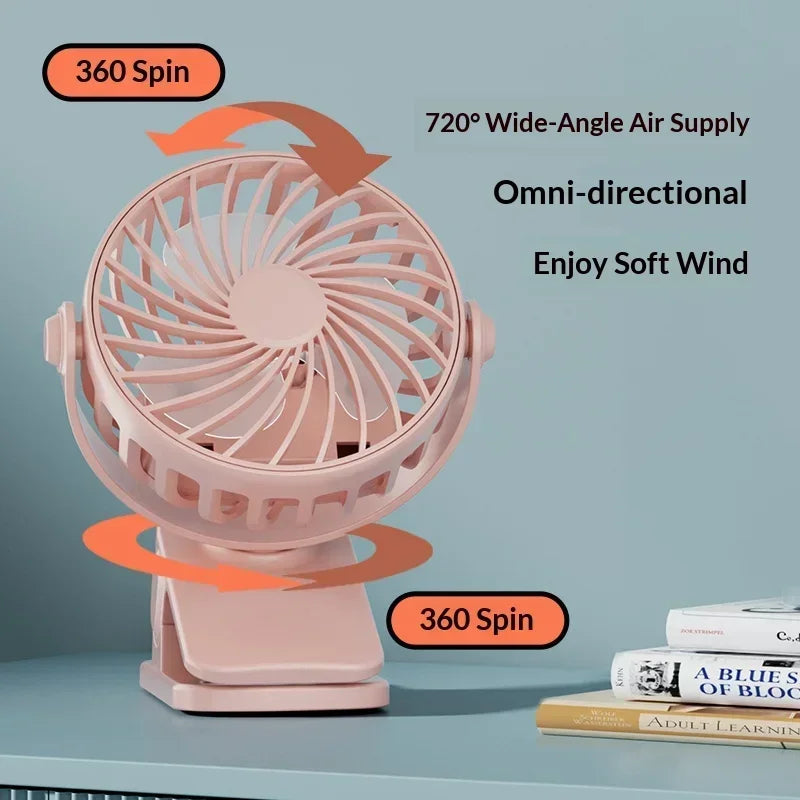 Rechargeable Portable Rechargeable Clip Fan 720°Rotatable Hanging Fan Cooler For Easy Portability Outdoor Office Small Fan 2026