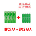 1.5V Rechargeable AA    AAA 4.8-3.8Ah Battery For Torch Toys Clock MP3 Player Replace Ni-Mh Battery