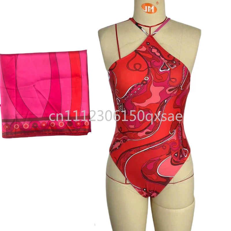 Women's Scarf Swimsuits with Letter Signature Logo Lady | SAMAG