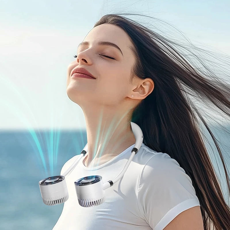 2026 Neck-hanging Small Fan Digital Display Screen Turbo Fan Fast Charging Lightweight Suitable For Indoor Outdoor Sports Use