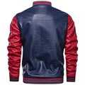 Men's Autumn Casual Baseball Collar PU Leather Jacket Contrasting Large Size Washed Leather Jacket Men's
