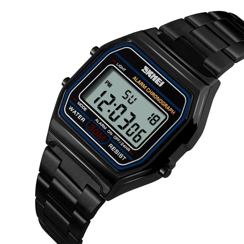 Unisex Digital Bracelet Watches Luxury Stainless Steel Strap LED Waterproof Chronograph Fashion Alarm - Visuel 11 | SAMAG