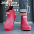 Rain Boots Men's Short-tube Korean Style Casual and Comfortable Outdoor Fishing Waterproof Low-cut Rubber Shoes Rider Work Boots