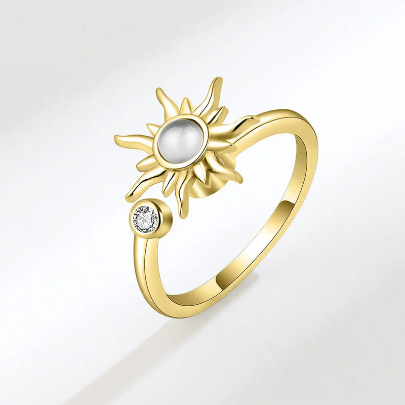 VENTFILLE 925 Sterling Silver Sunflower Diamond Zircon Rotatable Ring For Women Gift Relieve Stress Ring Jewelry Wholesale
