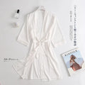 Women Wedding White Bride Robe Morning Gown 3/4 Sleeve | SAMAG