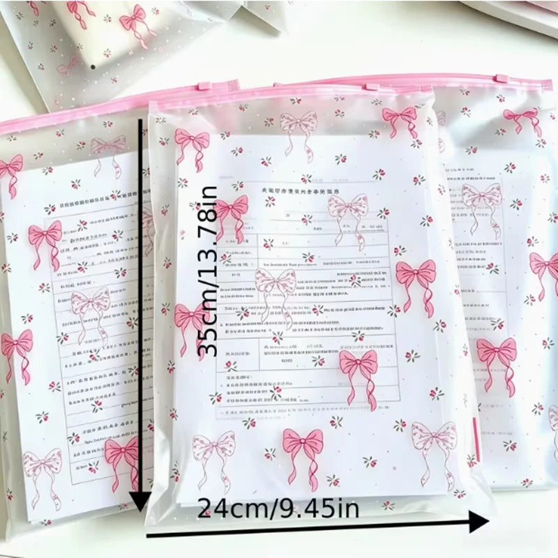 5pcs Belted A4 File Folder - Waterproof Zippered Semi-transparent Document Holder - Can be written on for marking information
