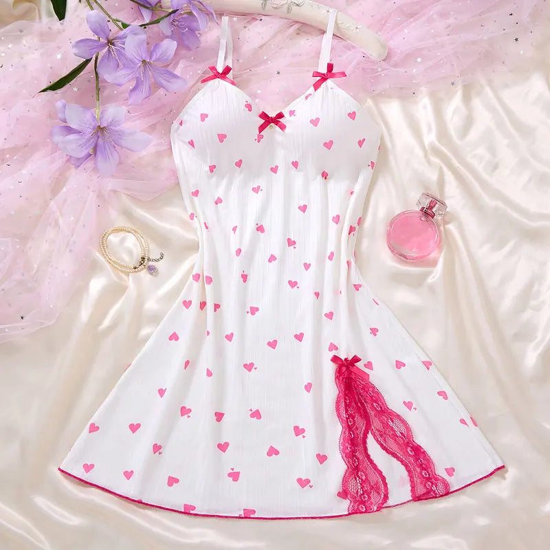 Women's Sleepwear Underwear Rose Lace Bow & Heart Print | SAMAG