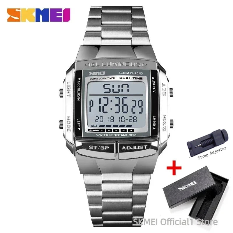 1381 Luxury Electronic Mens Wristwatches Waterproof LED Display Digital Watch for Military Sports 1328 - Visuel 10 | SAMAG
