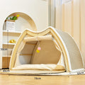 Warmth Enclosed Wooden  Scratching Board Large Villa Style  House for All Seasons Indoor Pet Shelter  Tent Dog Bed