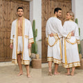 Spring Summer Men Pajamas 2PCS Robe Shorts Set Baroque Style Satin Kimono Bathrobe Nightgown Home Clothing Loungewear MY1170