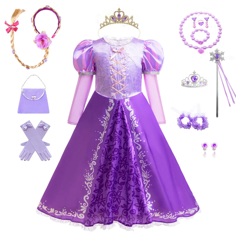 Rapunzel Dress for Princess  Tangled Cosplay Costume Halloween Cosplay Christmas Carnival Birthday Party Fancy