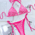 Sexy string leopard print bikinis set swimsuit halter tie | SAMAG