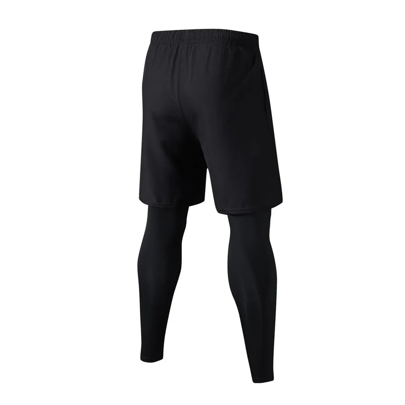 2026 Two-piece Men's Sports Trousers Quick Dry Elastic Basketball Training Pants Summer Thin Fitness Running Tights Casual Pants