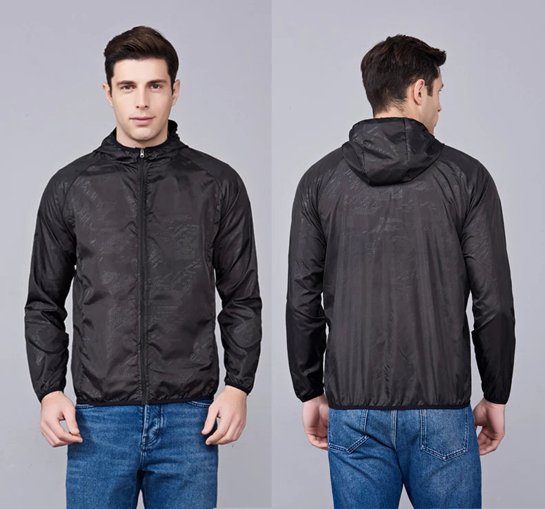 JNLN Men Women Hiking Jackets Waterproof Sun Protective Windbreaker Unisex Camping Climbing Outdoor Rain Coat Portable Clothes