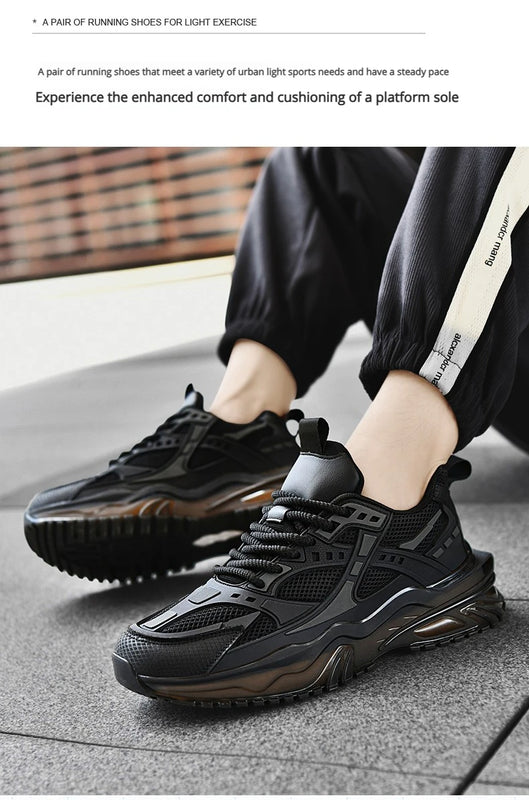 High-quality Large-sized Round-toed Thick-soled Height-increasing Shock-absorbing and Low-top New Casual Sports Shoes
