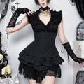 Summer American Dark Goth Vintage Vest Women's V Neck Flying Sleeve Slim Palace Top Y2K Jirai Kei Yami Kawaii Vest Chic Harajuku
