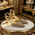 New Italian Pumps and Bag To Party 2026 INS Style Pointed Metalldekoration Rhinestone Elegant Gold Color High Heels for Women