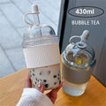 1pc 430ml Portable Flip Straw Cup Plastics Ins Style High-Capacity Water Bottles Tea Coffee Milk Heat-Resistant Juice Jelly Cups