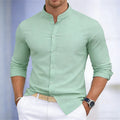 Men's stand-up collar white or black long-sleeved shirt | SAMAG