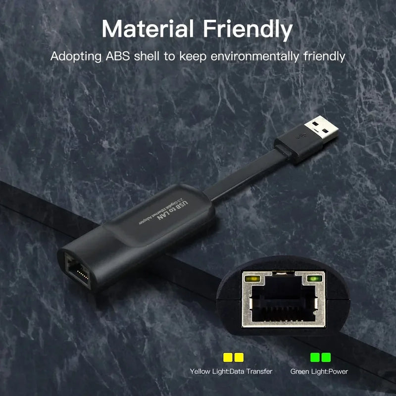 2.5G USB Ethernet Adapter 2500Mbps USB3.0 Lan Network Card C to RJ45 Internet for Laptop PC Windows Mac OS - Visuel 4 | SAMAG