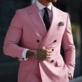 High Quality Brown Men Suits 2024 Double Breasted Bespoke Wedding Suit Peaked Lapel Formal Blazer Slim Fit 2 Piece Jacket Pants