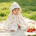 Baby gauze cape bath towel, soft and absorbent. Baby hooded cape, cartoon style bathrobe, children's bath towel.