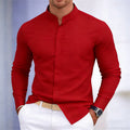Men's stand-up collar white or black long-sleeved shirt | SAMAG