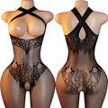 Sling Halter Neck Baby Dolls Underwear Fishnet Hollow Bodystockings Sexy Lingerie Women Cross Legged Crotchless Babydolls Dress