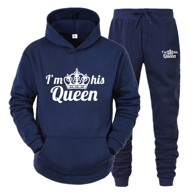 Lover Tracksuit Hoodies Printing QUEEN KING Couple Sweatshirt Plus Size Hooded Clothes Women Two Piece Set - View 18 | SAMAG