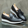 Men's Calfskin Leather Tassel Loafers Casual Flat Shoes Handmade Stylish and Comfortable Suitable for Office Street Wear