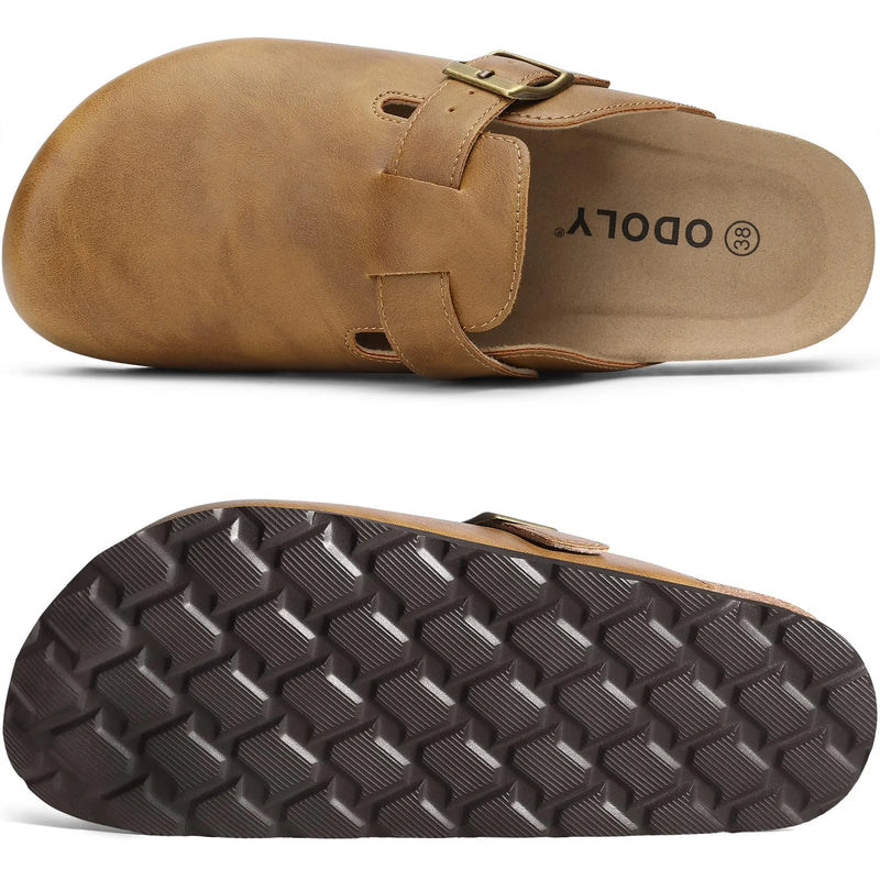 Asgard Unisex Vegan Leather Clogs Fashion Non-slip Cork Footbed Mules Slippers With Arch Support Lady Cozy Casual Potato Shoes