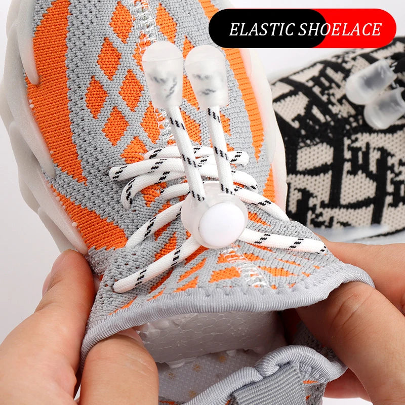 Spring Lock Shoelaces No Tie Shoe Laces Sneakers Round Elastic Shoelace Kid Adult Quick Without Ties Shoestrings Rubber Bands