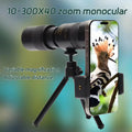 10-300x40 Zoom Professional Telescope Monocular HD Portable Strong Long Range Monocular For Hunting Hiking Camping Travel Sports