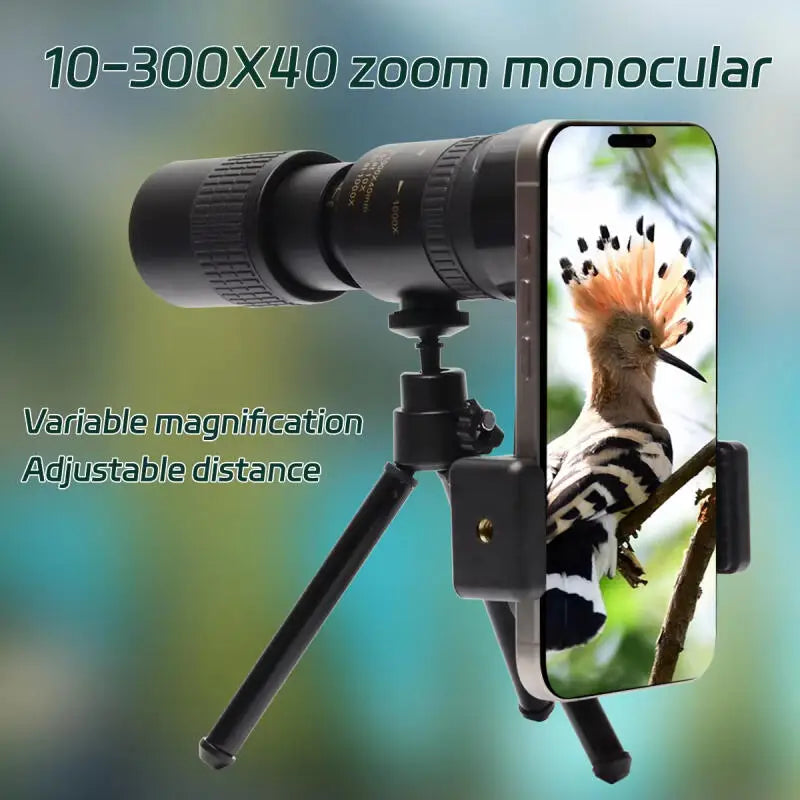 10-300x40 Zoom Professional Telescope Monocular HD Portable Strong Long Range Monocular For Hunting Hiking Camping Travel Sports