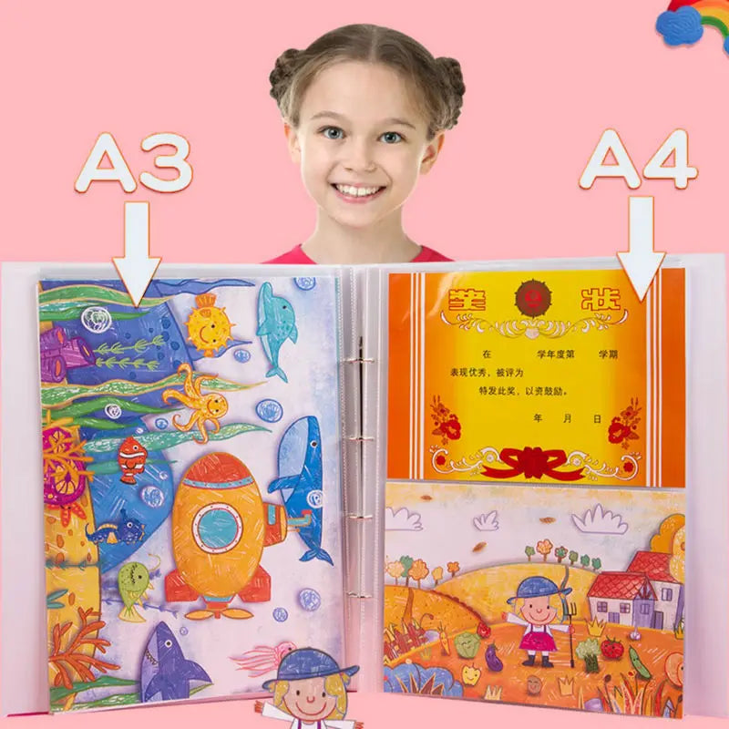 Portfolio Binder Folder A3 A4 A5 Document Organizer Art Drawing Paper Folder 4-Ring Binder PVC Pocket File Folder For Documents