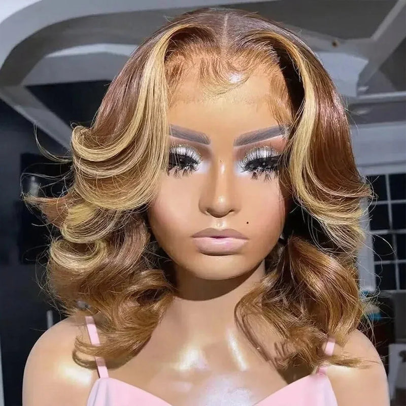 Hot Red Short Body Wave Lace Front Wigs 13x4 HD Bob Lace Wig Pre Plucked Glueless Synthetic Daily Wear Cosplay Heat Resistant