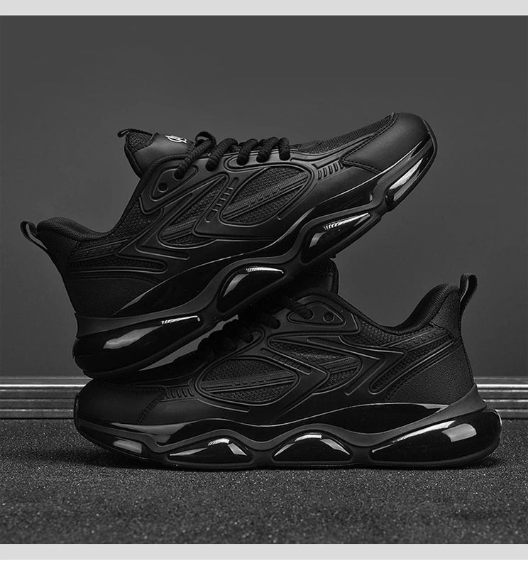 Men's Sports Shoes Trendy Flat Heel Low-top Soft-soled Round Toe Lace-up Large Size New High-quality Solid Color Running Shoes