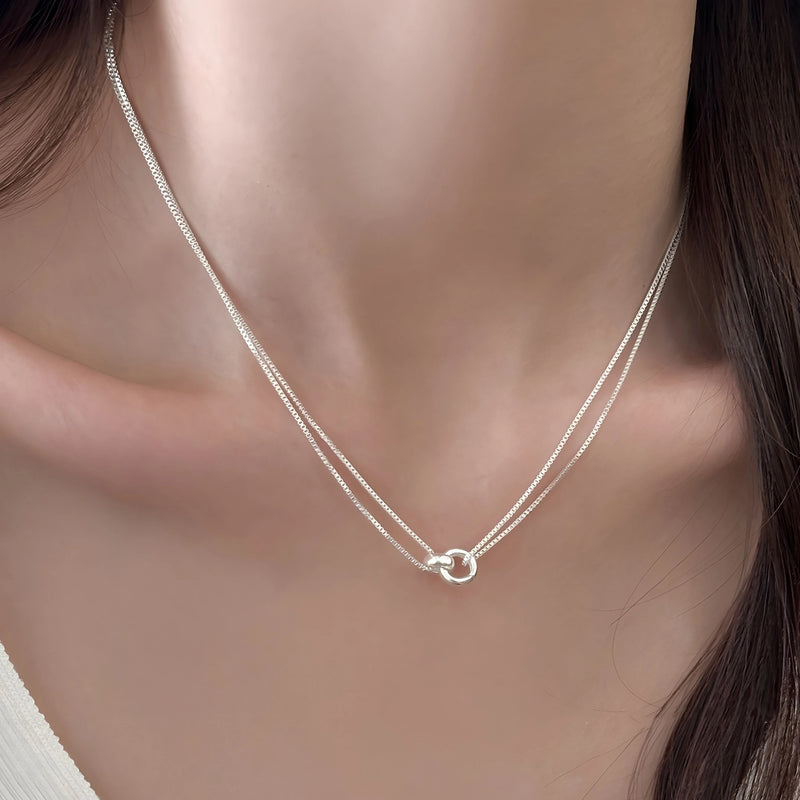 VENTFILLE 925 Sterling Silver Bead Geometry Necklace for Women Girl Korean Design Versatile Choker - Visuel 17 | SAMAG