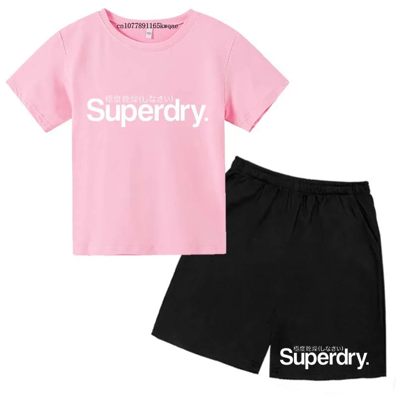 Kids Summer Casual Letter Print Breathable Tees+Short | SAMAG