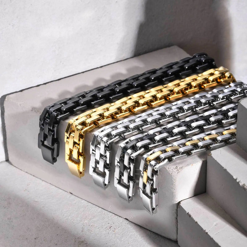 Vnox Stylish Strap Chain Bracelets for Men Gift Jewelry, 10.7MM Wide Stainless Steel Links Wristband - Visuel 6 | SAMAG
