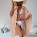 Women Lightweight Bamboo Cotton Beach Cover Up Shirt Style Loose Oversized Sun Protection Kaftan for Vacation Swimwear Outerwear