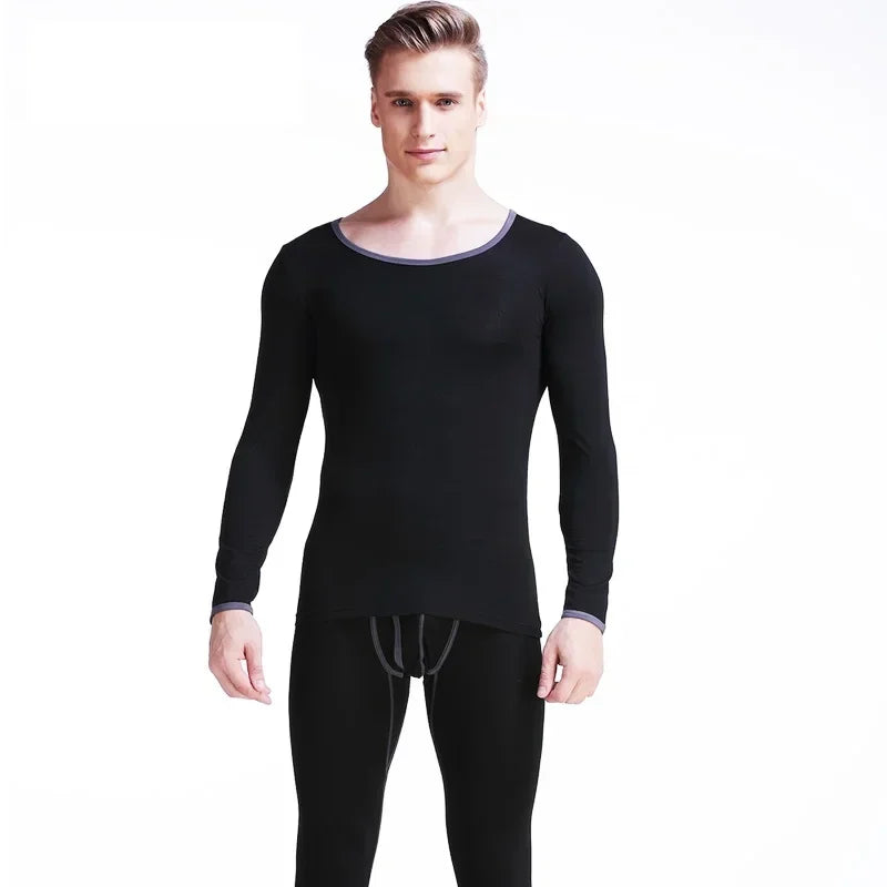 Men thin Model slim round neck base shirt long Johns youth warm suit underwear men