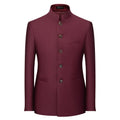 Chinese Stand Collar Men Blazer, Korean Style Solid Casual Suit Jacket, Fashion Slim Fit Dress Coat, Yellow,Burgundy,White,Black